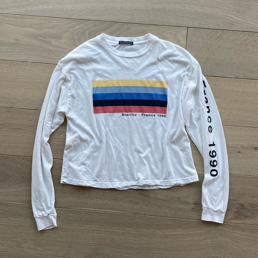 Brandy Melville Cropped White along Sleeve OSFA